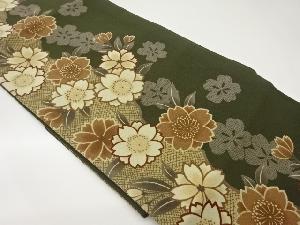 縮緬地変わり縞に鹿の子・桜尽くし模様名古屋帯